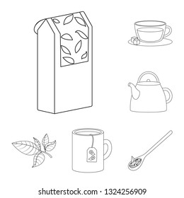 Isolated object of food and natural  logo. Set of food and black  stock symbol for web.