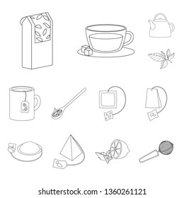 Isolated object of food and natural  sign. Set of food and black  stock vector illustration.