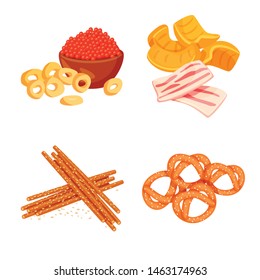 Isolated object of food and product logo. Collection of food and party stock vector illustration.