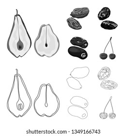 Isolated object of food  and raw  icon. Collection of food  and nature   vector icon for stock.
