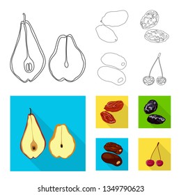 Isolated object of food  and raw  icon. Collection of food  and nature   vector icon for stock.