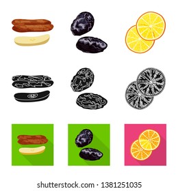 Isolated object of food  and raw  icon. Collection of food  and nature   stock vector illustration.