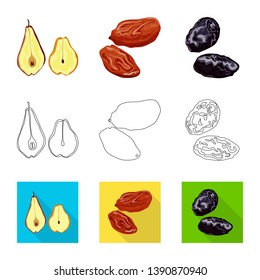 Isolated object of food  and raw  icon. Collection of food  and nature   vector icon for stock.
