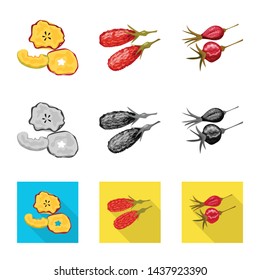 Isolated object of food and raw icon. Set of food and nature vector icon for stock.