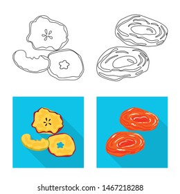 Isolated object of food and raw icon. Collection of food and nature stock vector illustration.