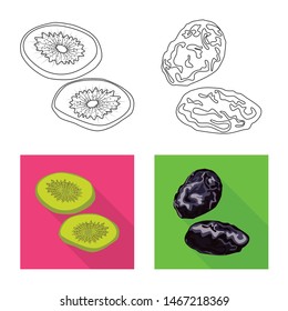 Isolated object of food and raw icon. Collection of food and nature vector icon for stock.