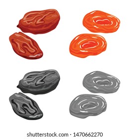 Isolated object of food and raw icon. Collection of food and nature stock vector illustration.