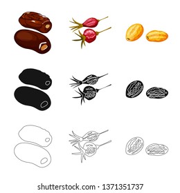 Isolated object of food  and raw  logo. Set of food  and nature   vector icon for stock.