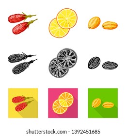 Isolated object of food  and raw  logo. Collection of food  and nature   stock vector illustration.