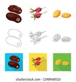 Isolated object of food  and raw  logo. Set of food  and nature   stock vector illustration.