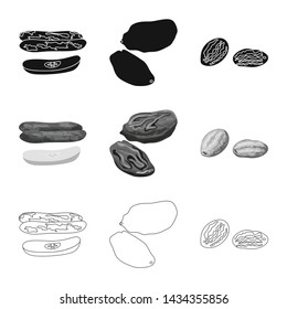 Isolated object of food and raw logo. Collection of food and nature vector icon for stock.