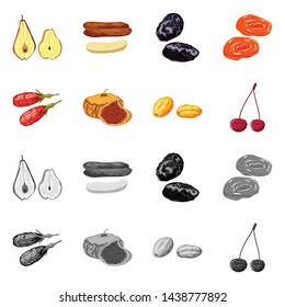Isolated object of food and raw logo. Set of food and nature vector icon for stock.