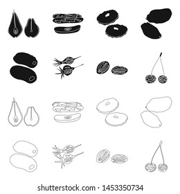 Isolated object of food and raw logo. Collection of food and nature stock vector illustration.