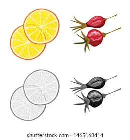 Isolated object of food and raw logo. Set of food and nature stock vector illustration.