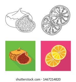 Isolated object of food and raw logo. Collection of food and nature stock vector illustration.