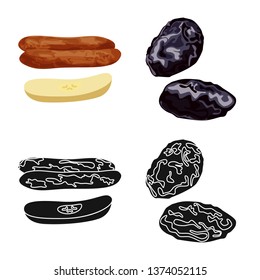 Isolated object of food  and raw  sign. Set of food  and nature   stock vector illustration.