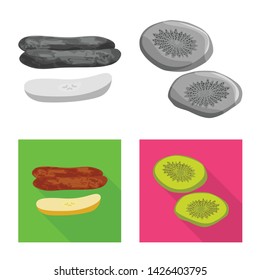 Isolated object of food and raw sign. Collection of food and nature stock symbol for web.