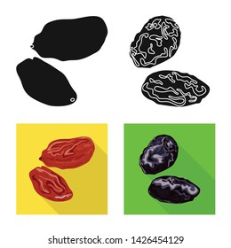 Isolated object of food and raw sign. Set of food and nature vector icon for stock.