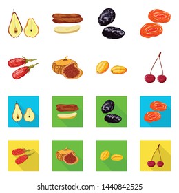Isolated object of food and raw sign. Collection of food and nature stock vector illustration.