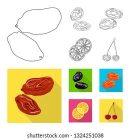 Isolated object of food  and raw  symbol. Collection of food  and nature   stock vector illustration.