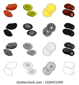 Isolated object of food  and raw  symbol. Collection of food  and nature   stock vector illustration.