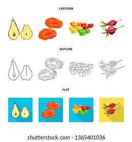 Isolated object of food  and raw  symbol. Collection of food  and nature   stock vector illustration.