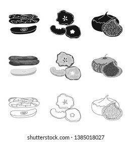 Isolated object of food  and raw  symbol. Set of food  and nature   stock symbol for web.