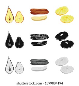 Isolated object of food  and raw  symbol. Set of food  and nature   stock symbol for web.