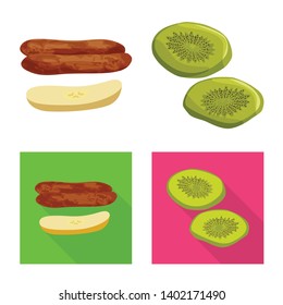 Isolated object of food  and raw  symbol. Collection of food  and nature   stock vector illustration.