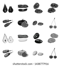 Isolated object of food and raw symbol. Collection of food and nature stock symbol for web.