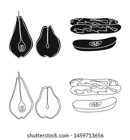 Isolated object of food and raw symbol. Collection of food and nature stock vector illustration.