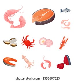Isolated object of food and sea icon. Set of food and healthy stock symbol for web.