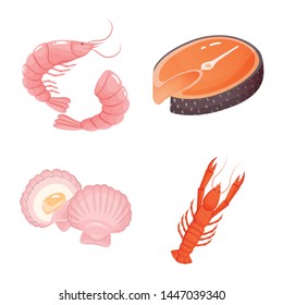 Isolated object of food and sea sign. Collection of food and healthy stock vector illustration.