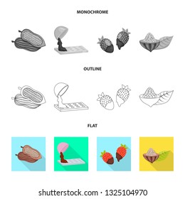 Isolated object of food and yummy icon. Set of food and brown   stock symbol for web.
