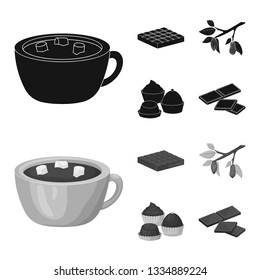 Isolated object of food and yummy icon. Collection of food and brown   vector icon for stock.