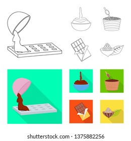 Isolated object of food and yummy icon. Set of food and brown   vector icon for stock.
