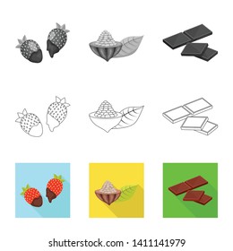 Isolated object of food and yummy icon. Set of food and brown   stock symbol for web.