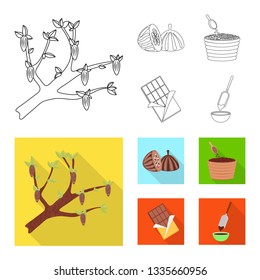 Isolated object of food and yummy logo. Collection of food and brown   stock vector illustration.