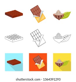 Isolated object of food and yummy logo. Set of food and brown   stock symbol for web.