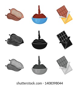 Isolated object of food and yummy logo. Collection of food and brown   stock symbol for web.