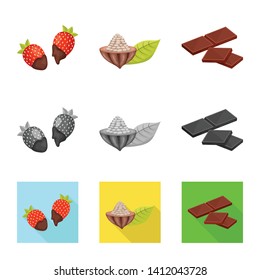 Isolated object of food and yummy logo. Set of food and brown   vector icon for stock.