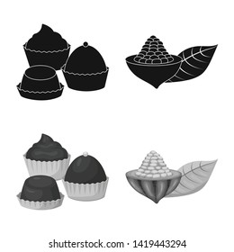 Isolated object of food and yummy logo. Set of food and brown   stock vector illustration.