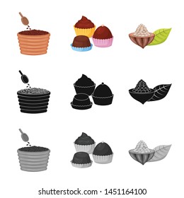 Isolated object of food and yummy logo. Set of food and brown vector icon for stock.