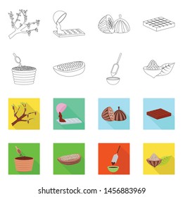 Isolated object of food and yummy logo. Set of food and brown vector icon for stock.