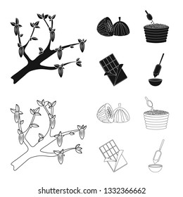 Isolated object of food and yummy sign. Collection of food and brown   stock vector illustration.