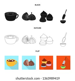 Isolated object of food and yummy sign. Set of food and brown   vector icon for stock.