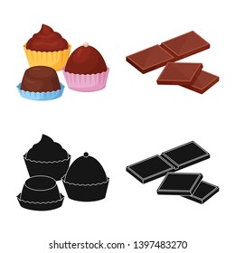 Isolated object  food and yummy sign. Set  food and brown   stock symbol for web.