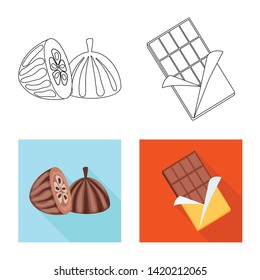 Isolated object of food and yummy sign. Collection of food and brown   vector icon for stock.