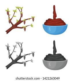 Isolated object of food and yummy sign. Collection of food and brown   stock vector illustration.