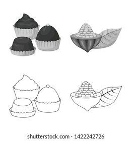 Isolated object of food and yummy sign. Collection of food and brown   stock vector illustration.